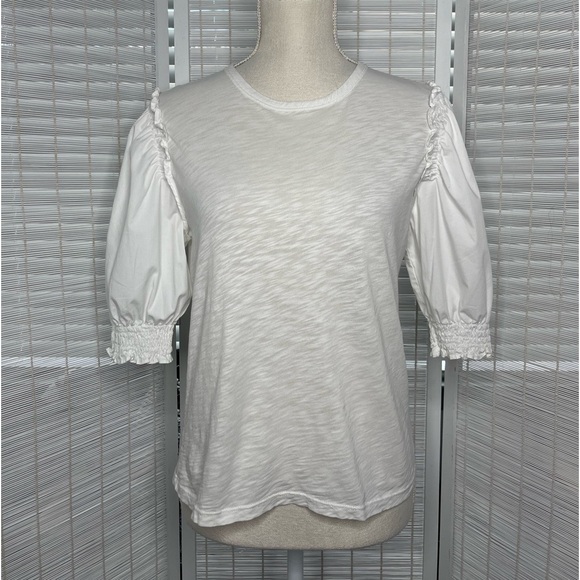 Veronica Beard Tops - Veronica Beard White Puff Sleeve Smocked Top Size XS
